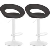 CLP Lot de 2 tabourets de bar Olinda en tissu, pivotants et réglables en hauteur, structure gris foncé, couleur blanche