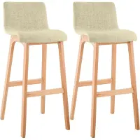 CLP Lot de 2 tabourets de bar Hover, rembourrés en tissu, avec accoudoirs et piètement à quatre pieds, couleur Natura crème