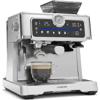 Klarstein GrandPresso Touch Machine à café en grain – 20 Bars, 1350 W, Écran tactile, Broyeur intégré, Réservoir 2,3 L, Acier inoxydable, Mousseur à lait, Système Thermoblock