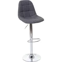 Mendler Tabouret de bar HWC-A67, tabouret de bar comptoir tissu/textile gris, pied chromé