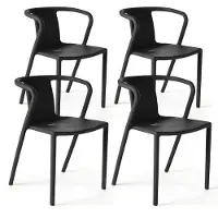 Oviala Lot de 4 chaises en plastique noir - Berlin