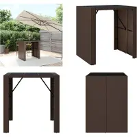 vidaXL Table de bar avec plateau en verre Marron 105x80x110 cm Poly Rotin - Table de bar avec plateau en verre - Tables de bar avec plateau en verre - Table de fête - Bistrotisch
