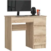 Akord Bureau d'angle A-7 en chêne Sonoma avec 4 tiroirs et design minimaliste