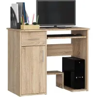 Akord Bureau BIURKO JAY PK DĄB SONOMA avec tiroir pour clavier et poignées argentées, design élégant et durable, dimensions 90 cm