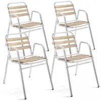 Oviala Lot de 4 fauteuils de jardin aluminium gris - Times Square
