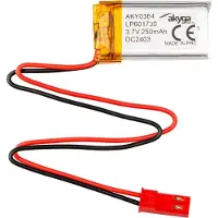 Akyga Batterie Li-Po LP601730 AKY0384 3.7V / 250mAh PCM JST 2 broches mâle 150mm