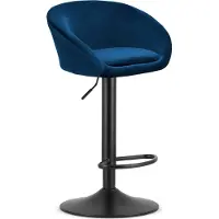 Leobert Tabouret De Bar - - East - Velours Bleu Marine/Base Noire - 53 X 46 X 81-103 Cm