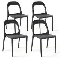 Oviala Lot de 4 chaises en plastique noir - Milan