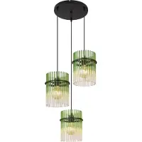 Globo Suspension noire Gorley avec verre vert Ø 47cm