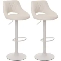 Mendler Lot de 2 tabourets de bar HWC-N64, chaise de bar tabouret de comptoir, repose-pieds pivotant, similicuir métal blanc