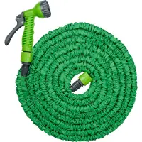 Kinzo tuyau d'arrosage flexible 15 m - embout de tuyau inclus - tête de pulvérisation avec 7 positions de pulvérisation - plastique - vert/gris
