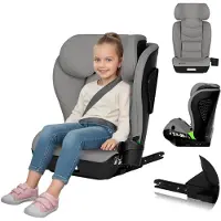 Lionelo Siège enfant Neal i-Size 100-150 cm, jusqu'à 12 ans, Appuie-tête réglable, Système de protection latérale supplémentaire, Réglage de l'inclinaison du dossier Gris