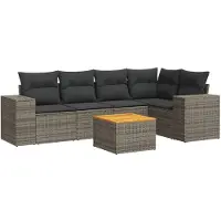 vidaXL Ensemble de salon de jardin 6 pièces avec coussins Gris Poly rotin