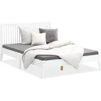 Homestyle4u Lit double en bois 140x200 blanc