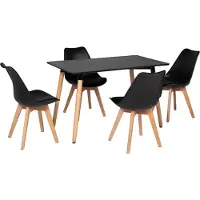 Happy Garden Ensemble table rectangulaire 120cm PIA et 4 chaises NORA noir