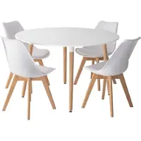 Happy Garden Ensemble table ronde 120cm MARTHA et 4 chaises NORA blanc