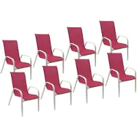 Happy Garden Lot de 8 chaises MARBELLA en textilène rose - aluminium blanc