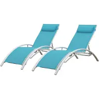 Happy Garden Lot de 2 transats GALAPAGOS en textilène bleu - aluminium blanc