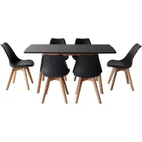 Happy Garden Ensemble table extensible 120/160cm HELGA et 6 chaises NORA noir