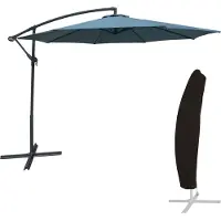 Happy Garden Parasol déporté OAHU rond 3m de diamètre bleu gris + housse