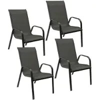 Happy Garden Lot de 4 chaises MARBELLA en textilène gris - aluminium gris anthracite