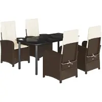 vidaXL Ensemble de jardin 5 pièces avec coussins Marron Poly rotin