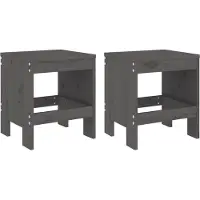 vidaXL Tabouret de jardin 2 pcs. Gris 40x36x45 cm Pin massif