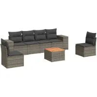 vidaXL Ensemble de salon de jardin 7 pièces avec coussins Gris Poly rotin