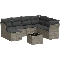 vidaXL Ensemble de jardin canapé 8 pièces avec coussins Gris Poly rotin