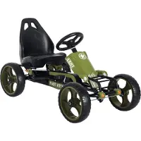 Aosom Skelter à partir de 3 ans - avec pédales et siège réglable - Hauteur du siège 27 cm - Vert Armée