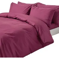 Homescapes Parure de lit bordeaux prune densité de fil 200, 230 x 220 cm