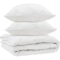 vidaXL : Ensemble de couette et taies d'oreiller toute saison, 3 pièces, blanc, microfibre