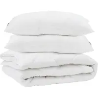 vidaXL : Ensemble de couettes avec oreillers, 3 pièces, blanc, microfibre