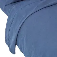 Homescapes Drap de lit en lin, 240 x 275 cm, bleu foncé