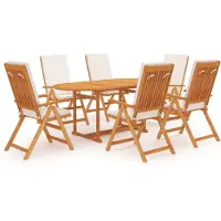 vidaXL Ensemble de jardin 7 pièces avec coussins en teck massif
