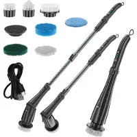 INF Ensemble de brosses de nettoyage électriques à long manche Le noir