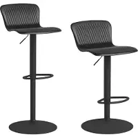 HOMCOM Lot de 2 tabourets de bar, chaises de bar réglable en hauteur avec assise pivotant en plastique, dossier incurvé et repose-pieds, chaise haute cuisine, salle à manger, comptoir, noir