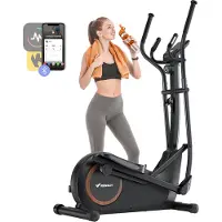 Merach Vélo elliptique magnétique , 16 niveaux, foulée 42 cm, 150 kg max, écran LCD, capteur cardio, support tablette & gourde