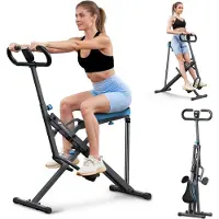 Merach Appareil de Fitness , Type Équitation, Résistance Réglable, Pliable, 160 kg, Écran LCD, Pour Abdos/Jambes/Dos, Gris