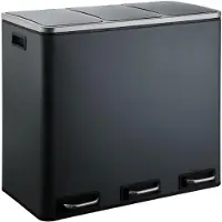 Karat Poubelle à pédale Felix – Poubelle en acier inoxydable avec système de tri des déchets à 2 ou 3 compartiments, fermeture silencieuse, 30 à 60 litres, disponible en plusieurs couleurs