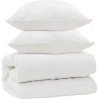 vidaXL Couverture avec coussin avec coussin 3 pcs blanc microfibre