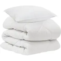 vidaXL Couette avec oreiller 2 pcs blanc microfibre