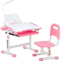 StarTech.com Bureau rose pour enfants avec lampe de bureau - Bureau réglable en hauteur pour enfants