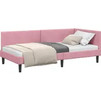 vidaXL Cadre de lit d'angle avec tête de lit rose 90 cm x 190 cm velours