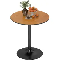 HOMCOM Table à manger ronde pour 2-4 personnes, table de cuisine 70 cm style moderne avec plateau en placage de bois massif et piétement en acier, marron clair