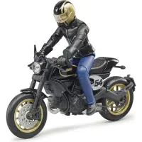 BRUDER Scrambler Ducati Cafe Racer avec pilote