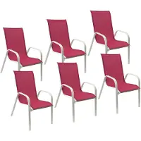 Happy Garden Lot de 6 chaises MARBELLA en textilène rose - aluminium blanc