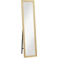 HOMCOM Miroir rectangulaire sur pied mural ou à poser avec cadre en bois pour salon chambre à coucher 37 x 157 cm bois naturel
