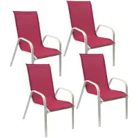 Happy Garden Lot de 4 chaises MARBELLA en textilène rose - aluminium blanc