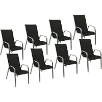 Happy Garden Lot de 8 chaises MARBELLA en textilène noir - aluminium gris
